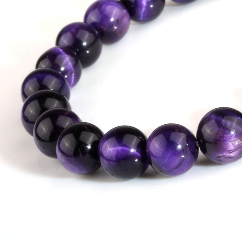 MILAKOO 8mm Natural Stone Bracelet Yoga Semi-Precious Beads Tiger Eye Bracelet Purple Color - Image 5